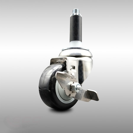 Service Caster 3.5 Inch 316SS Black Polyurethane Swivel 3/4 Inch Expanding Stem Caster Brake SCC-SS316EX20S3514-PPUB-BLK-TLB-34